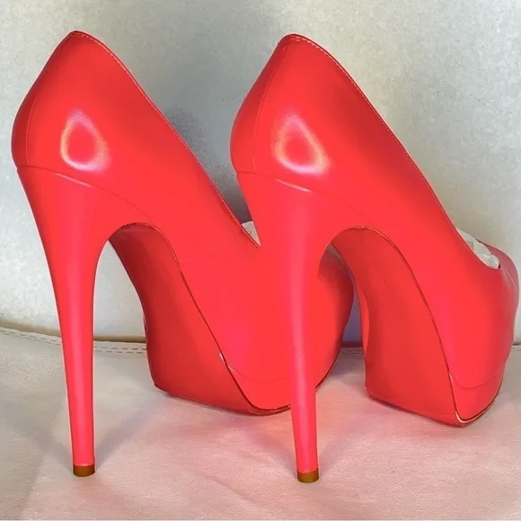 Christian Louboutin Lady Peep peep toe pump 150mm EU37 coral pink Napa kid lthr - Picture 11 of 16